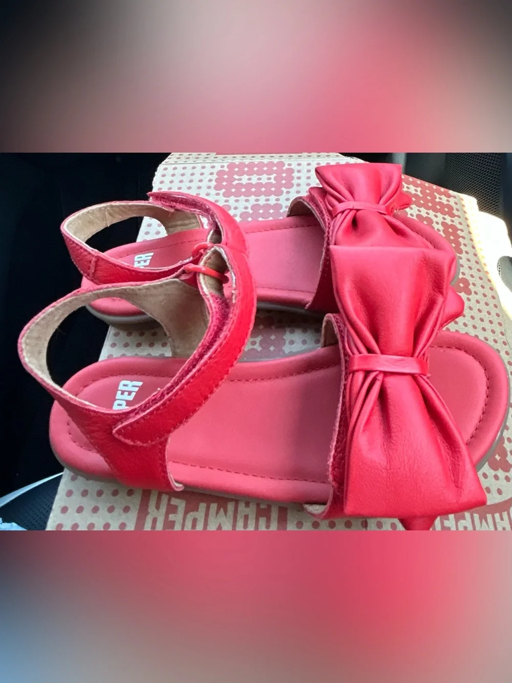 NIB Camper Girls Red Bow Sandals Size 11